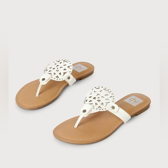 DV By Dolce Vita Gotie White Studded Thong Flat Sandals - Picture 1 of 16